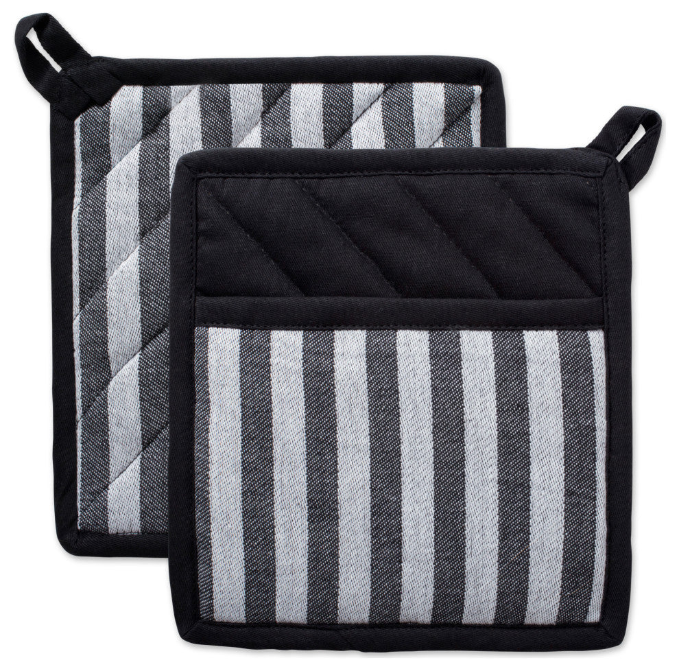 DII Black & White Stripe Potholder (Set of 2)