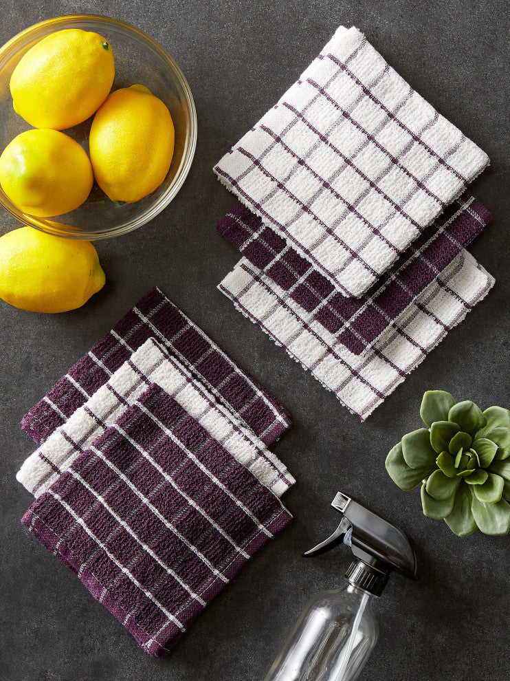 Eggplant Combo Windowpane Dishcloth, Set of 6