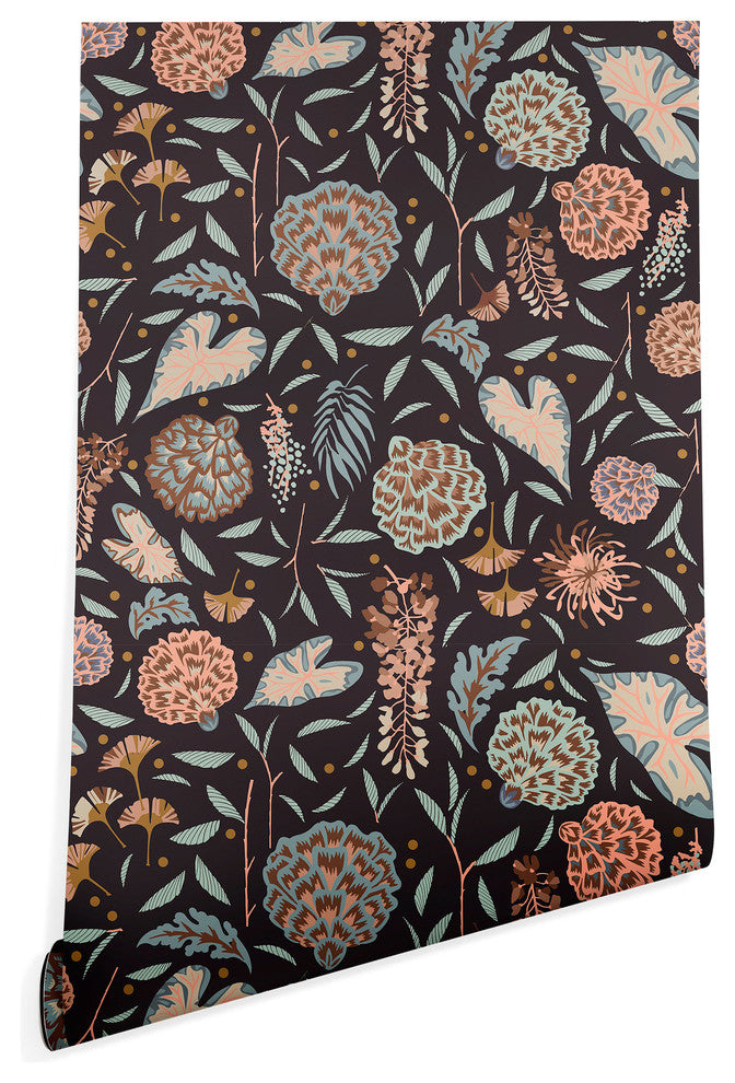 Deny Designs Holli Zollinger Night Blossom Wallpaper, Black, 2'x10'