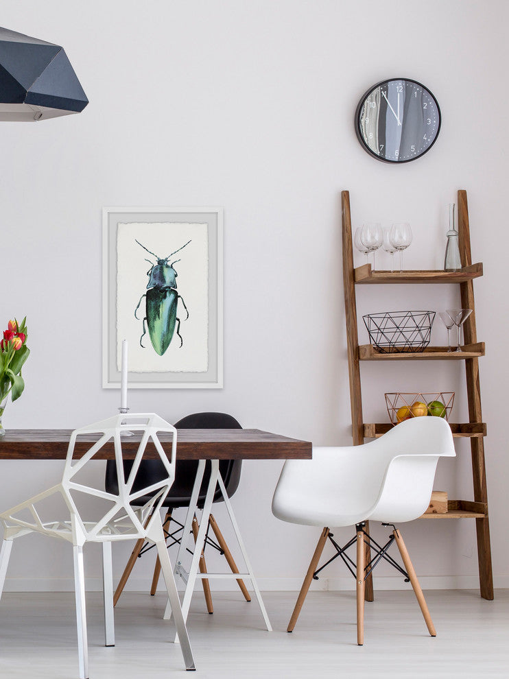 "Pointy Green Bug" Framed Painting Print, 12"x18"