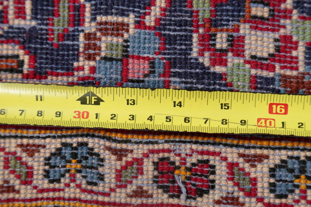 Consigned, Oriental Persian Handmade Vintage-Style Low Pile Area Rug, Red, 10x13