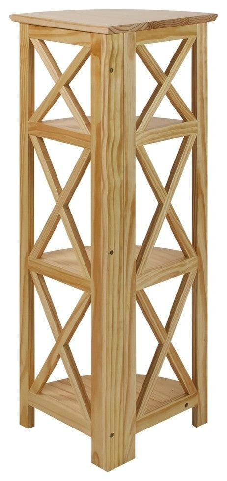 Montego 4-Shelf Corner Folding Bookcase-Natural