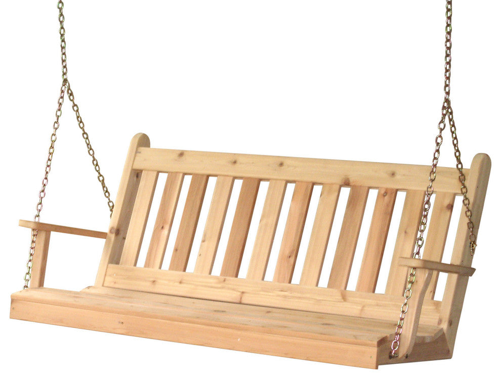 Cedar Traditional English Porch Swing, Unfinished, 6 Foot
