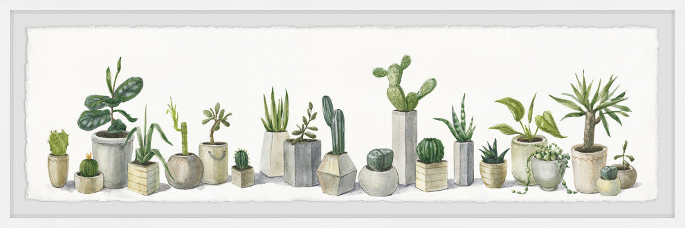 "Splendid Succulents" Framed Painting Print, 45x15