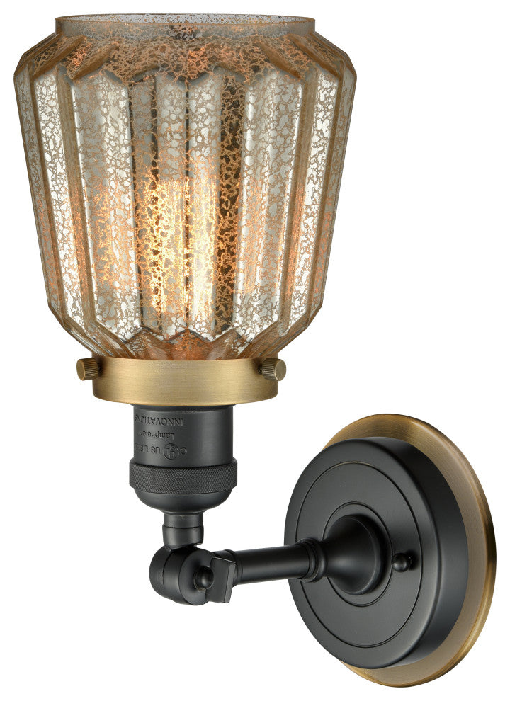 INNOVATIONS LIGHTING 203BK-BPBB-HRBB-G146 Chatham 1 Light Mixed Metals Sconce