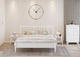 Modern Slatted Wood Headboard Platform Bed, White, Queen