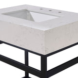 Merano Engineered Stone Vanity Top, Aosta White Apron With White Sink, 30"
