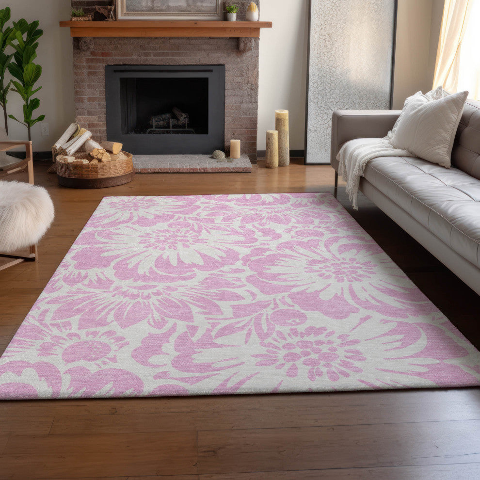 Premium Machine Washable Mayfield AMF551 Pink 9' x 12' Rug