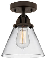 Large Cone Semi-Flush Mount, Oil Rubbed Bronze, Clear, Clear