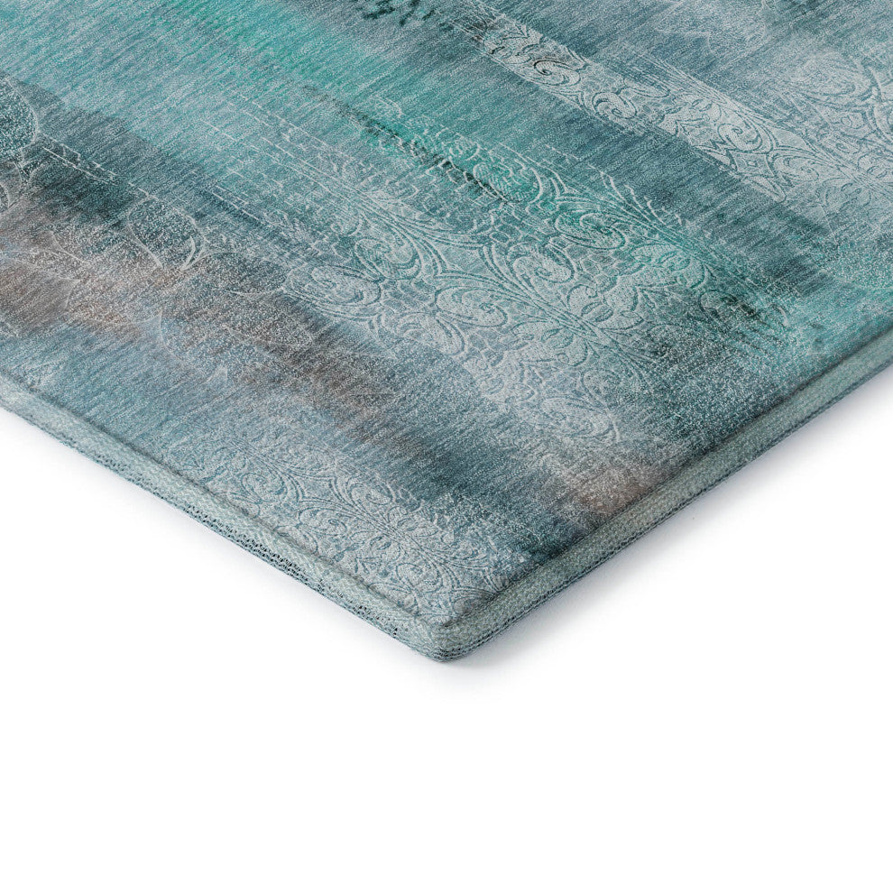 Premium Machine Washable Mayfield AMF537 Teal 3' x 5' Rug