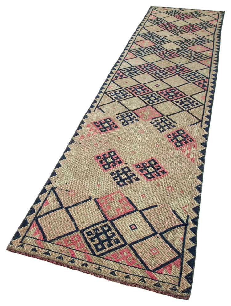 Rug N Carpet - Handmade Anatolian 2' 9" x 12' 4" Antique Runner Rug