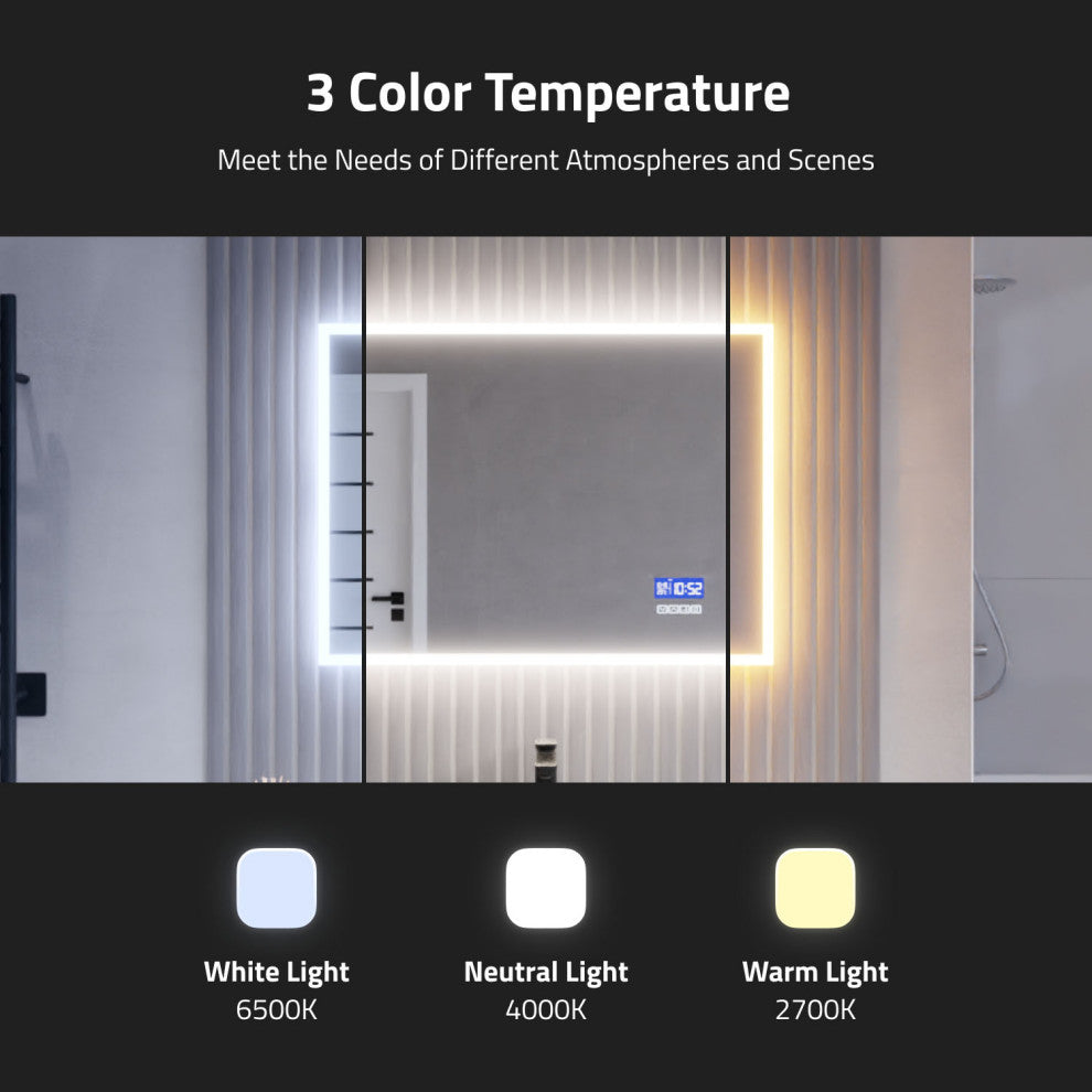 ANZZI 24" x 31" LED Front/Back Light Magnifying Bathroom Mirror WithDefogger