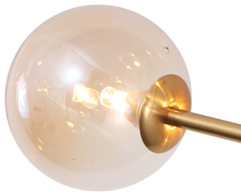 15-Light Glass Globe Bubble Sputnik Chandelier, Gold