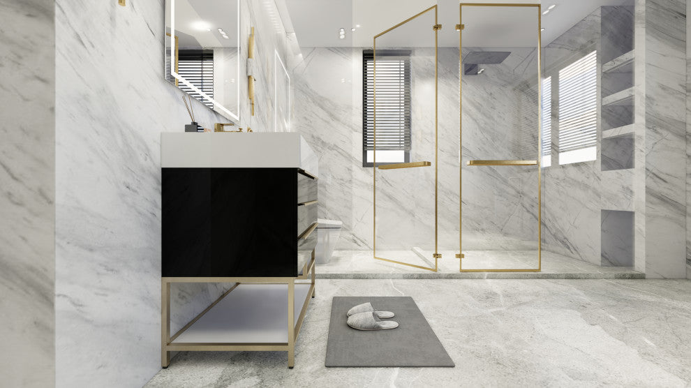 Madison 30" Freestanding Vanity with Reinforced Acrylic Sink, High Gloss Black