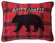 Happy Camper Red Plaid Bear Pillow