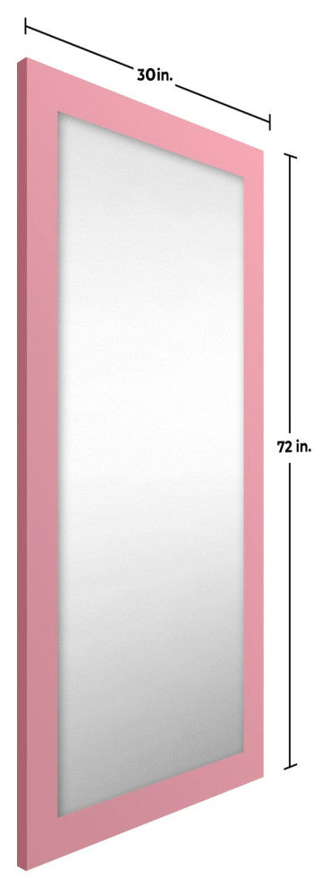 72"x30" Pop of Color Wall/Floor Mirror Art, Soft Pink
