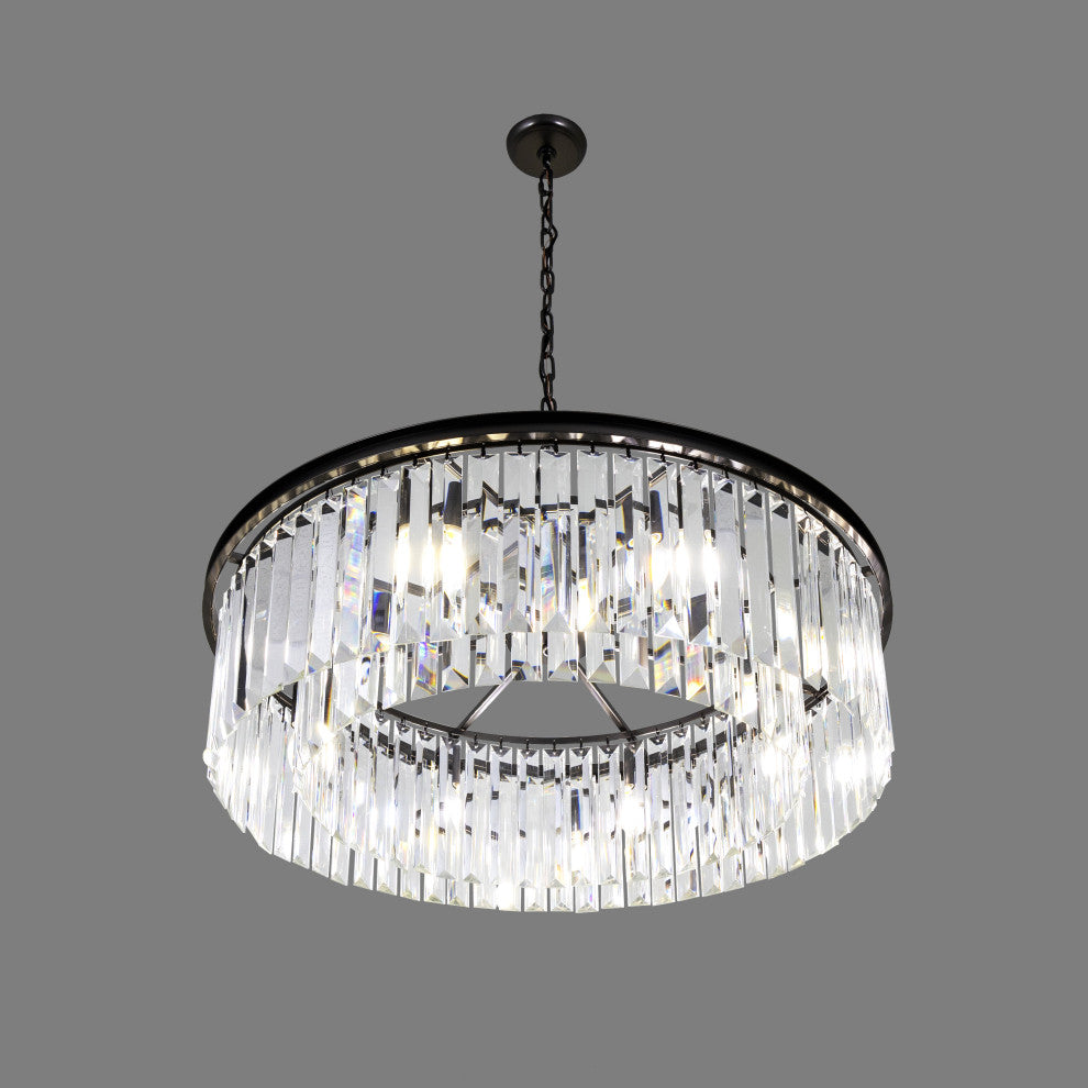 Polaris 8-Light Prism Crystal Chandelier, Black