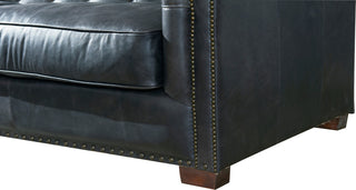 Top Grain Vintage Leather Tuxedo Sofa, Slate