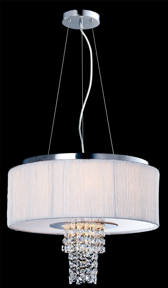 Adrienne 6-Light Stainless Steel, Crystal Chandelier With Plisse Fabric Shade