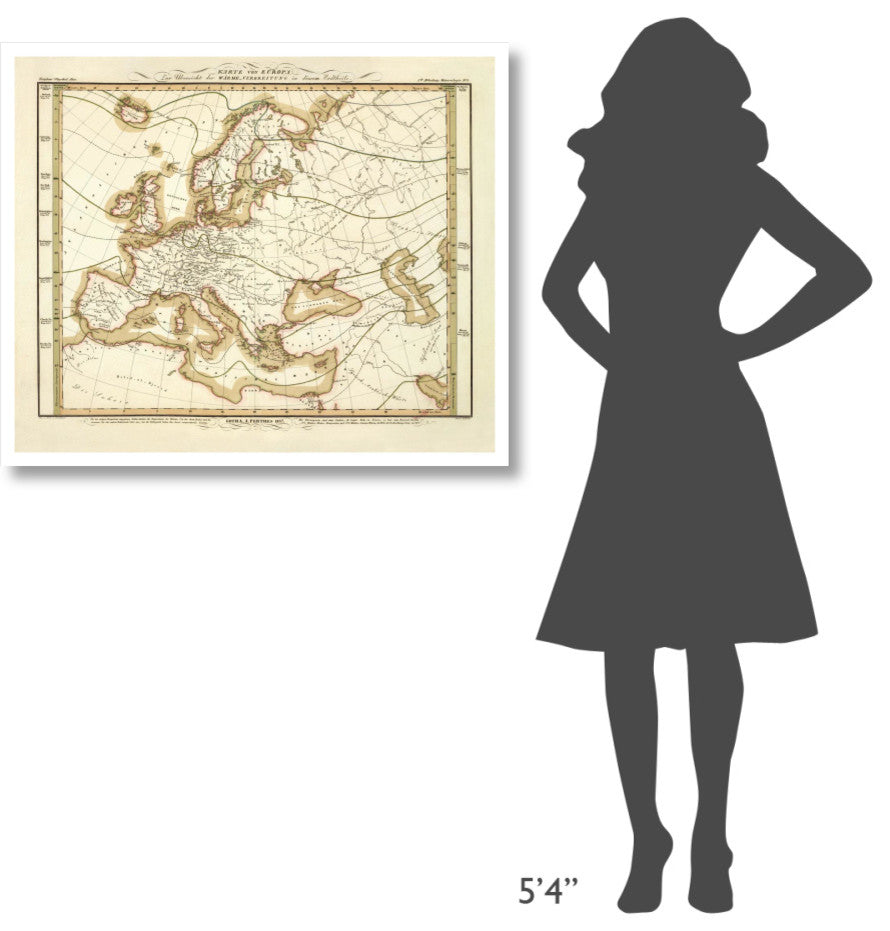 "Karte Von Europa, 1837" Digital Paper Print by Heinrich Berghaus, 38"x32"