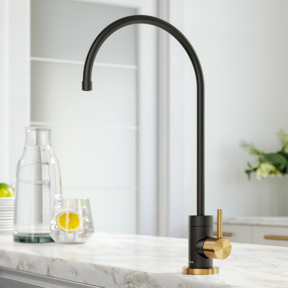 Purita Drinking Water Dispenser Beverage Kitchen Faucet, Brush Brass Matte Black