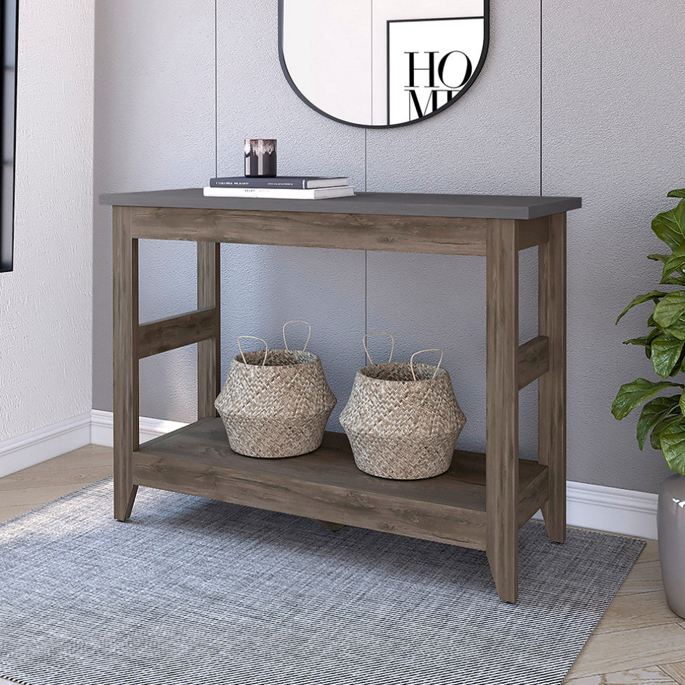 Paulson Rustic Console Table Onyx Top by RST Brands, Brown/Black