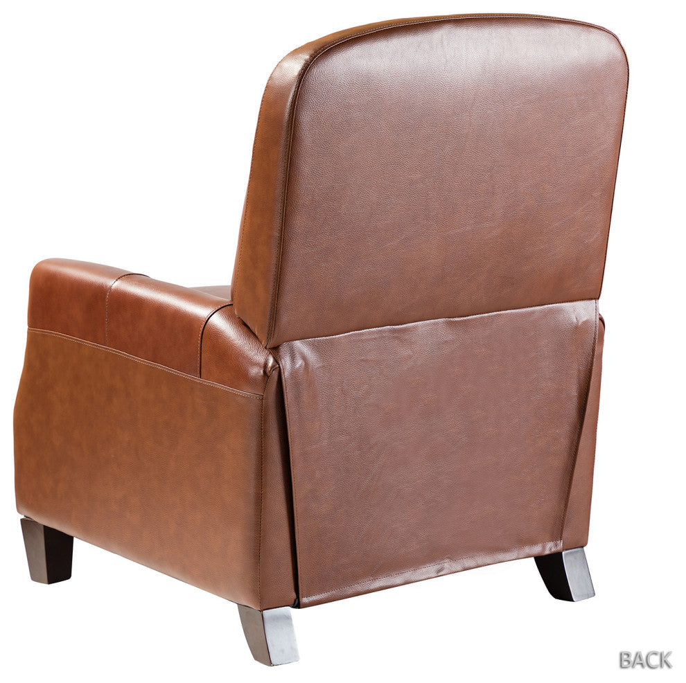 Genuine Leather Cigar Recliner With Nail Head Trim, Brown
