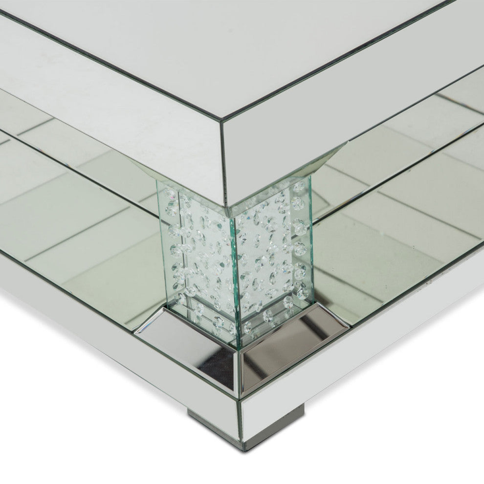 Montreal Square Cocktail Table With Crystal Accents