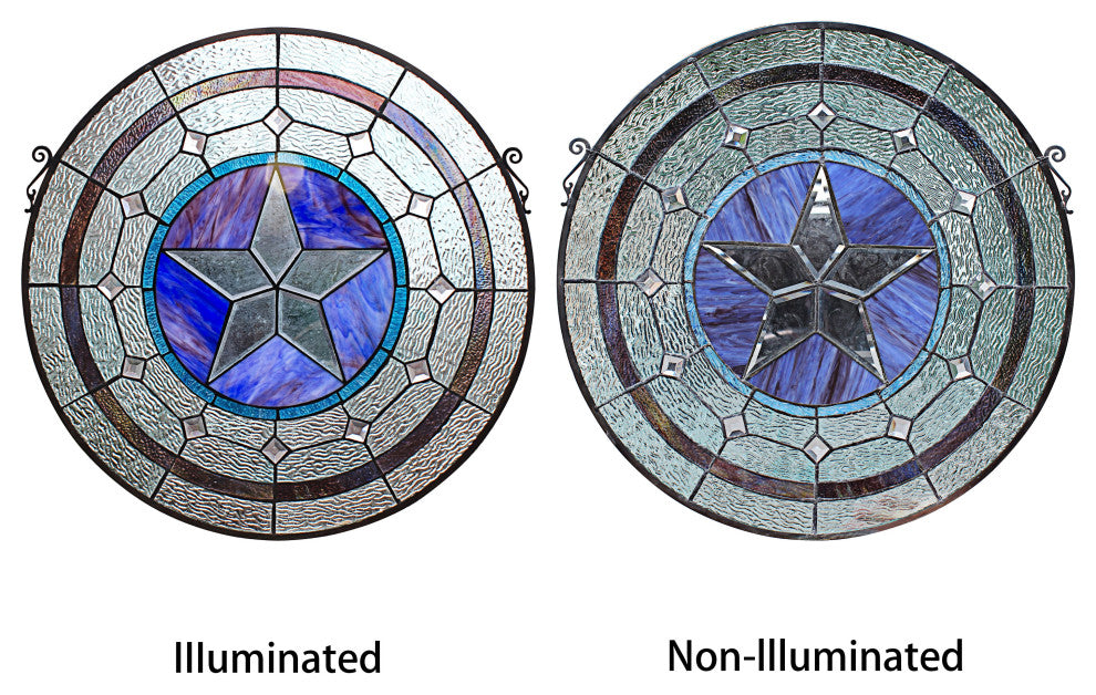 Chloe Lighting Lonestar Tiffany-Style Round Window Panel 24" Height