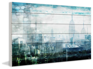 "Mid Town" UV Ink Print on White Wood, 45"x30"
