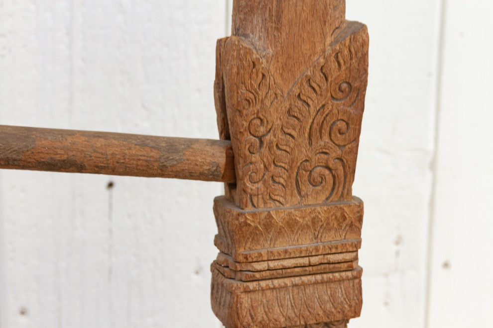 Rare Antique Carved Spinning Wheel