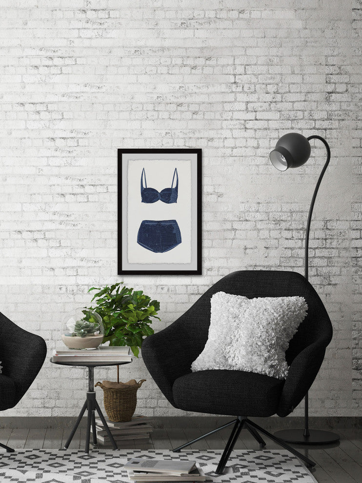 "Navy Bikini" Framed Painting Print, 12"x18"