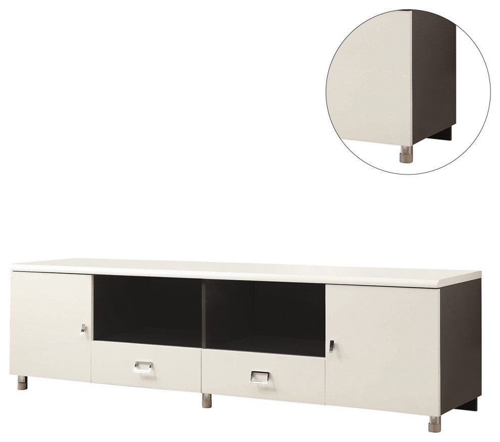 TV Console with 2 Drawers, White and Gray