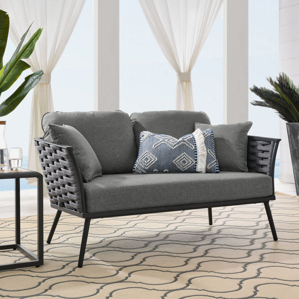 Stance Outdoor Patio Aluminum Loveseat Gray Charcoal