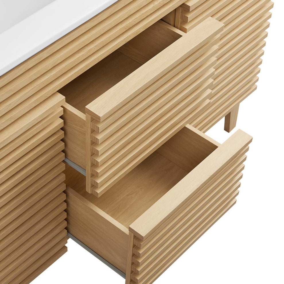 Render 48" Double Sink Bathroom Vanity, Oak White