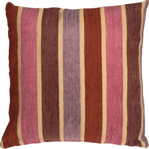 Pillow Decor - Savannah Stripes Chenille Throw Pillow, Pink Purple, 20" X 20"