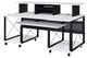 Benzara BM276206 Desk Workstation, Crossed Metal Panels, Keyboard Tray, White