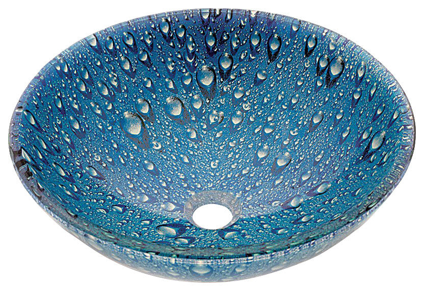 Tempered Glass 1/2" Thick, 16.5" Diameter, 5.5" With Chrome Pop-Up Drain