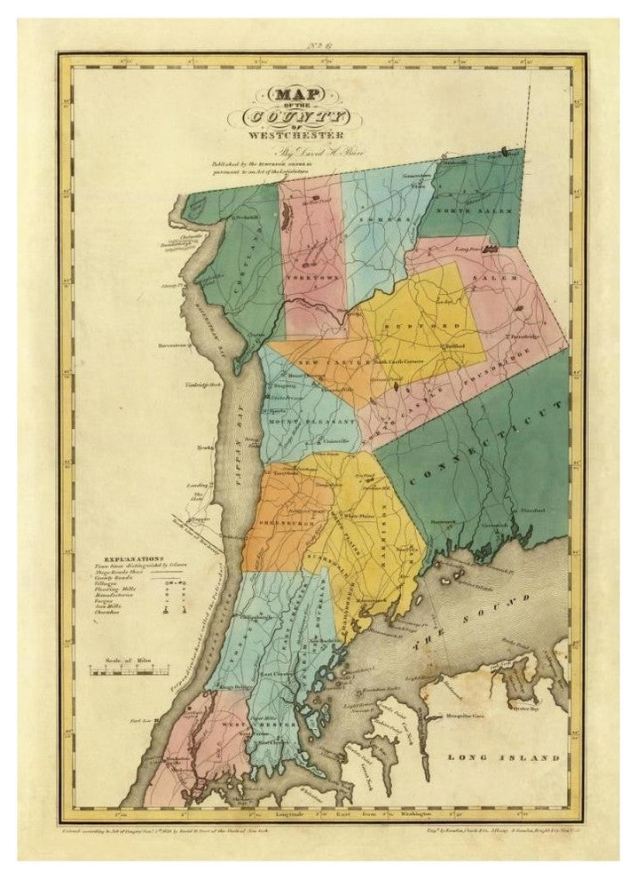 "New York - Westchester County, 1829" Paper Print by David H. Burr, 33"x46"