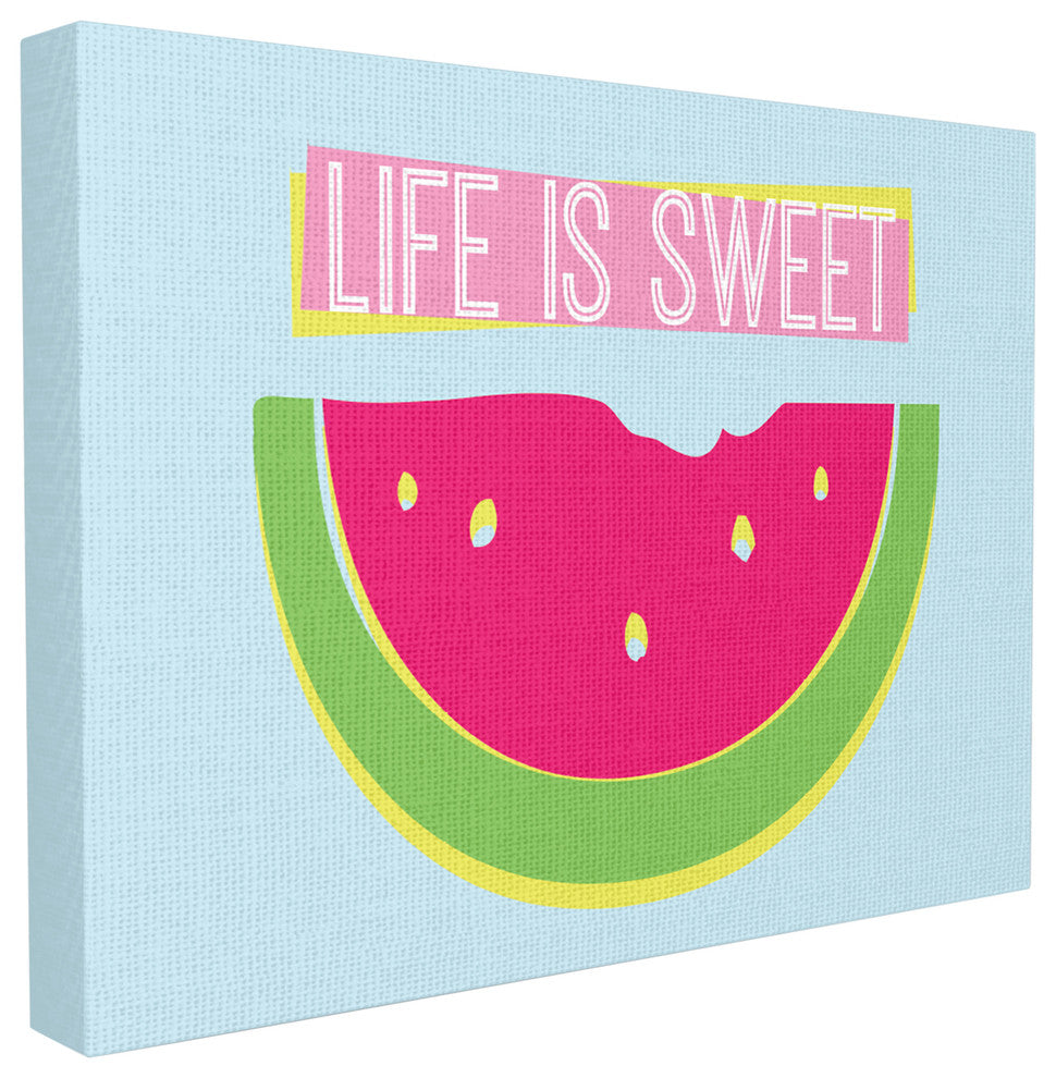 Life is Sweet Watermelon Neon Stretched Canvas Wall Art, 16x20