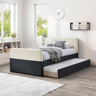 Ivy Upholstered Trundle/Storage Bed, Black, Twin, Velvet