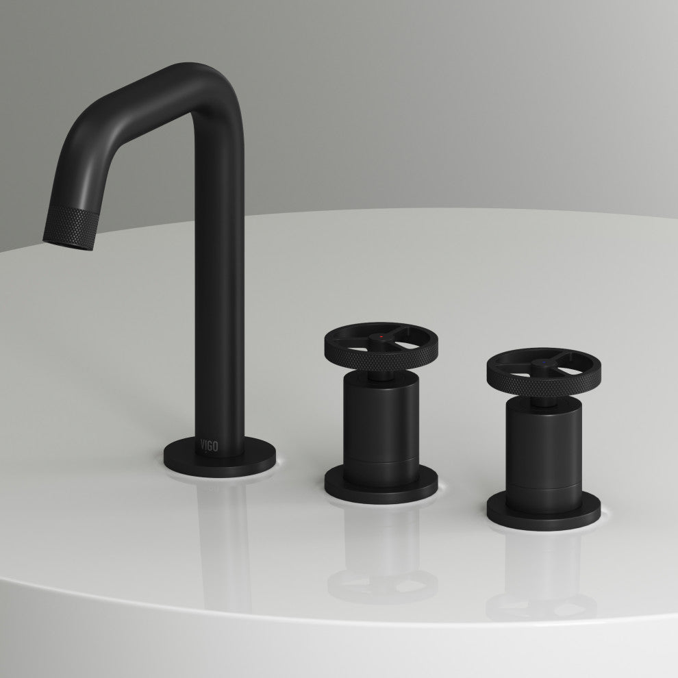 VIGO Cass 8" H 2-Handle Widespread Bathroom Faucet, Matte Black