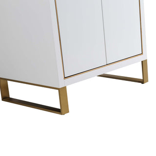 Opulence Bath Vanity, White Matte, 24", Satin Brass Hardware, Black Marble Top