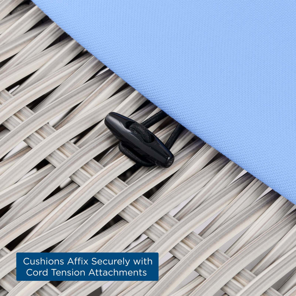 Sofa Corner Chair, Rattan, Wicker, Gray Blue, Modern, Outdoor Patio Cafe