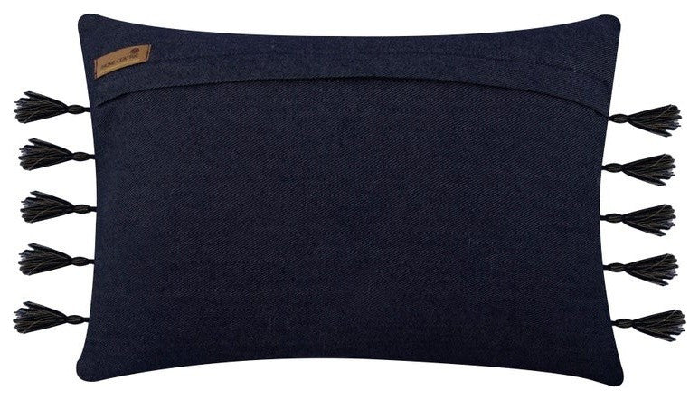 Blue Denim Gold Printed Spots Cotton 12"x18" Lumabr Pillow Cover, Leopard Gold