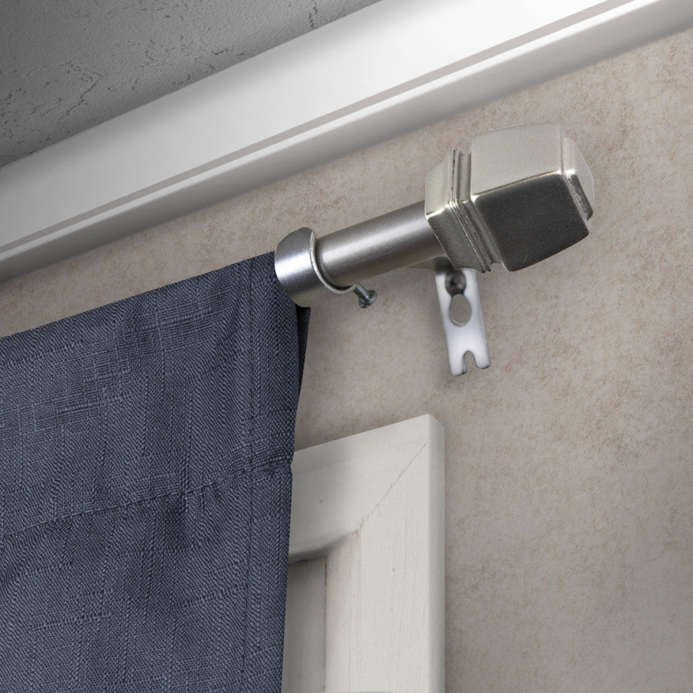 Nona 5/8" Curtain Rod, Satin Nickel, 48-84"