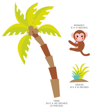 Palm Tree Fabric Wall Decal With Monkey