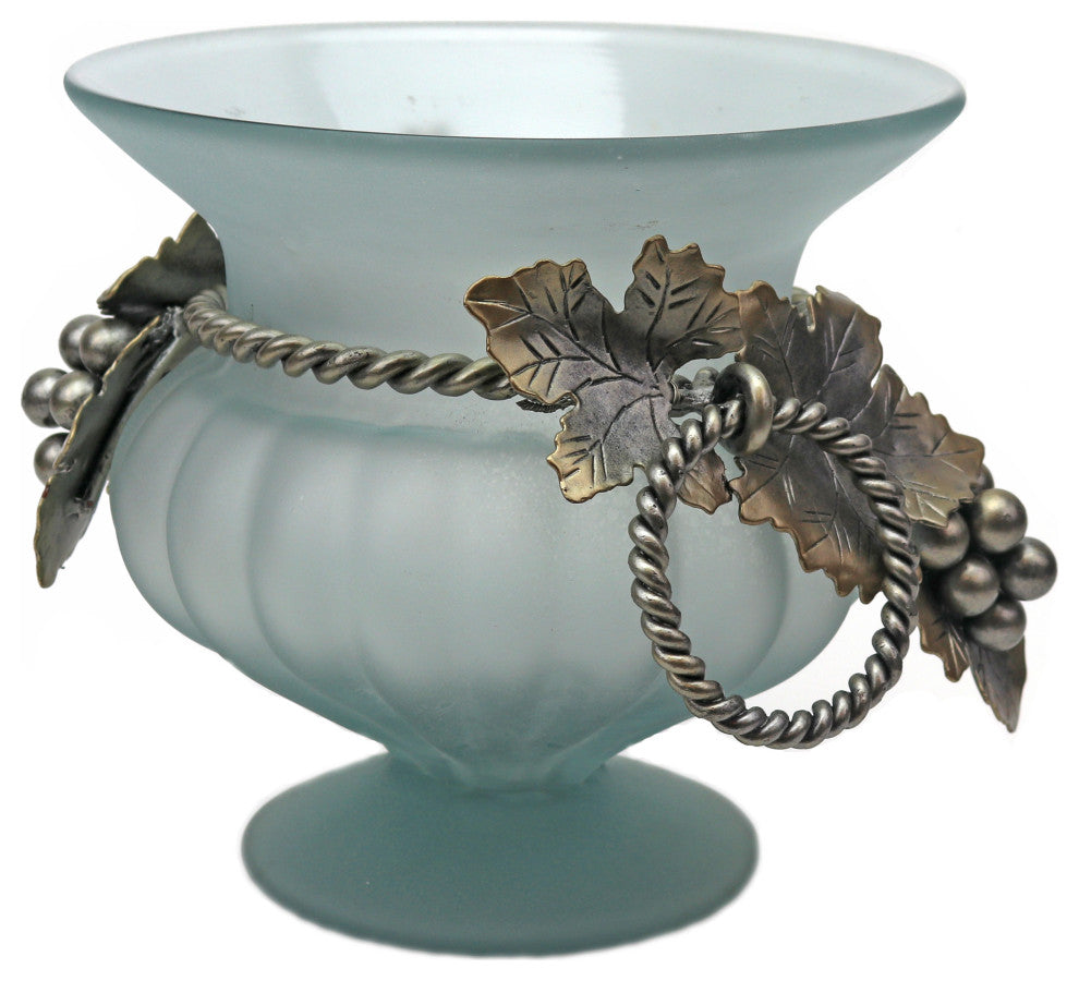 Grape Vine Wrought Iron and Glass Jardiniere
