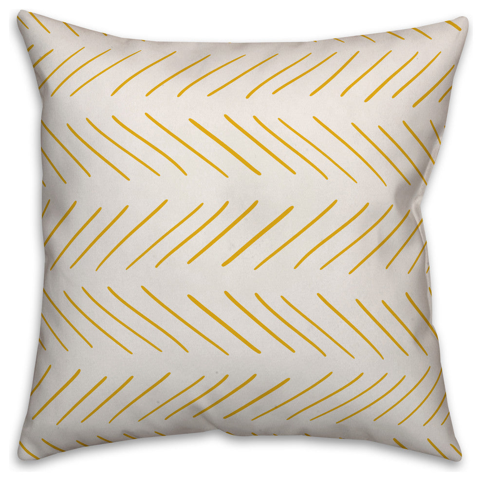 Yellow and White Modern Chevron 18x18 Throw Pillow Cover