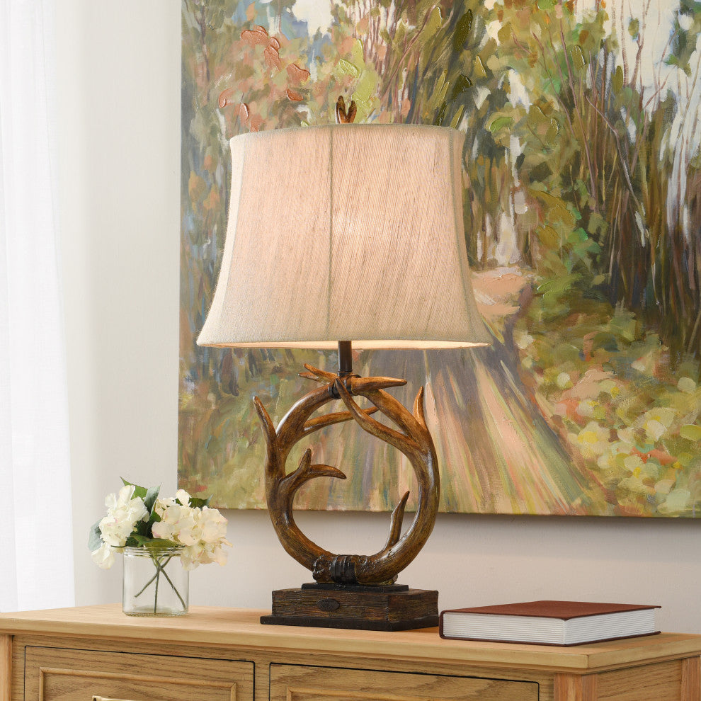 Antler Table Lamp with Custom Fabric Shade